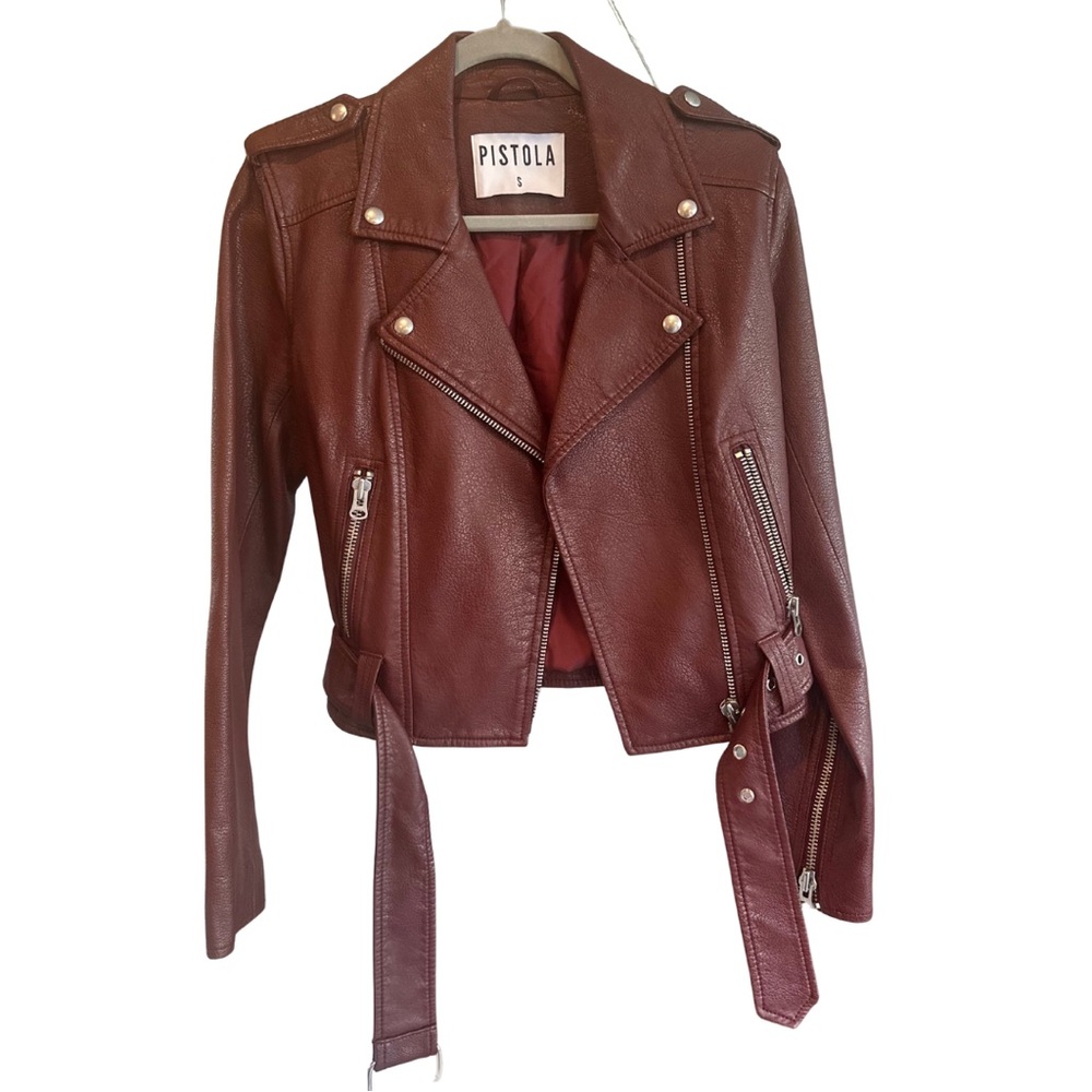 Pistola Women's Deep Red Leather Jacket